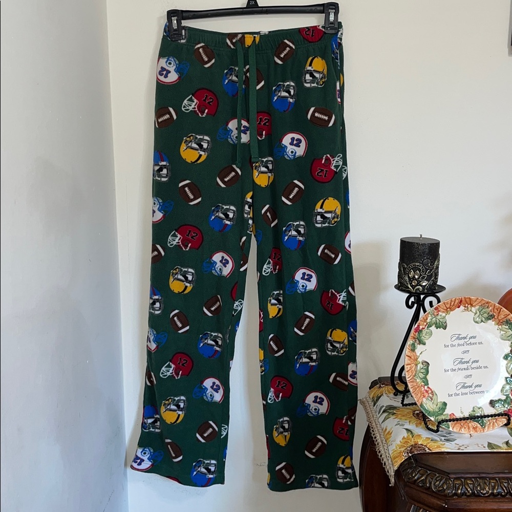Croft & Barrow Green Football Print Pajama Pants